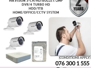 Hikvision CCTV CH 3-HD/ 2MP/ Bullet , DVR 4 Turbo,